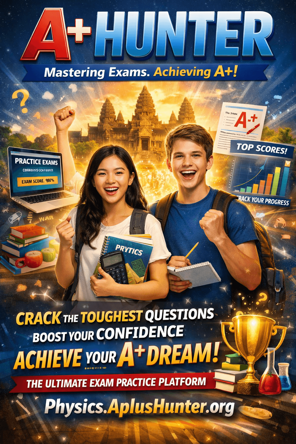 Learner using AplusHunter for focused exam preparation